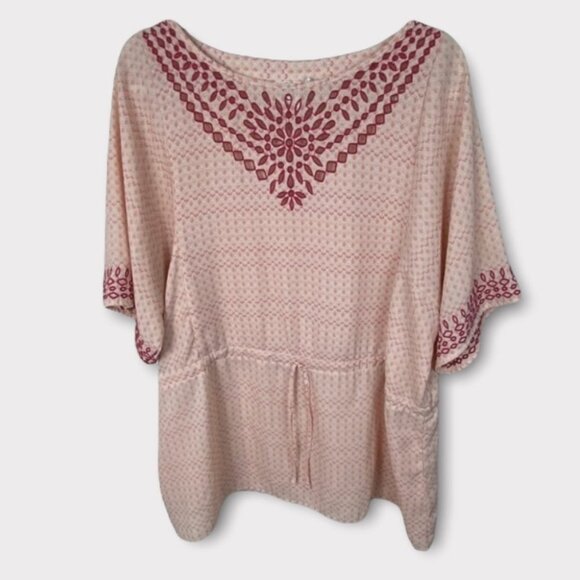Anthropologie‎ One September Euphemia Peasant Top Medium Tie Neck Pink Blouse M - Picture 2 of 8